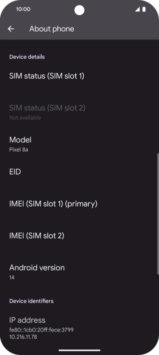 Press EID to see your phone’s EID number.