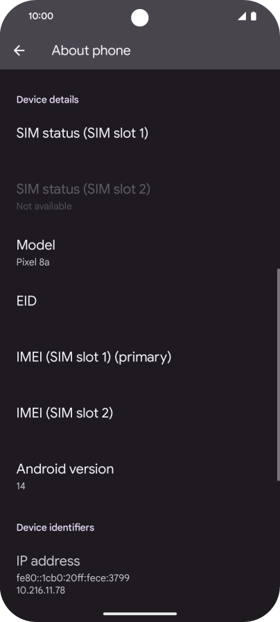 Press EID to see your phone’s EID number.