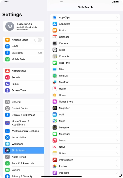 Press the required app.