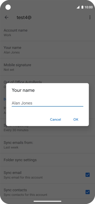 Key in the required sender name and press OK.
