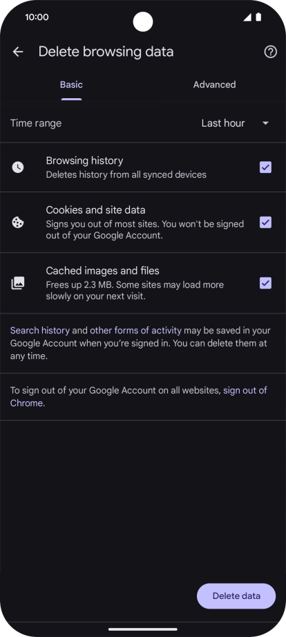 Press the fields next to the required data types.