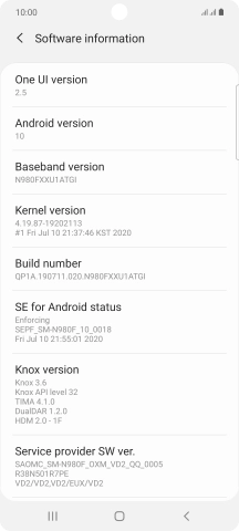 Your phone's software version is displayed below Android version.