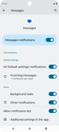 Press Incoming messages.