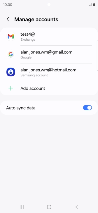 Press the required email account.