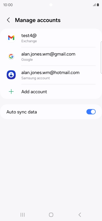 Press the required email account.