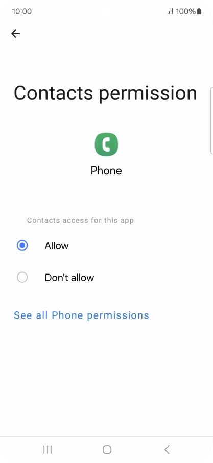 Press the required setting.