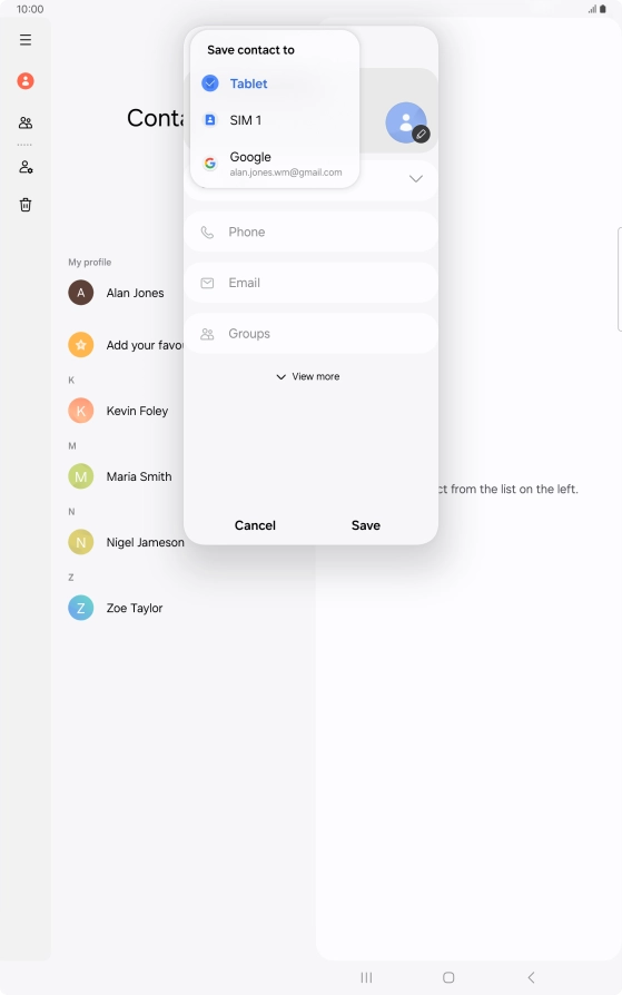 Press the required Google account.
