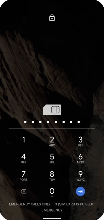 Key in the PUK and press the confirm icon.