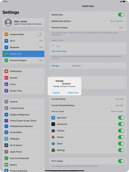 Press Delete Plan.