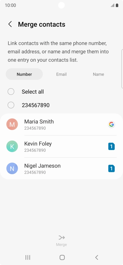 Press the field next to the required number.