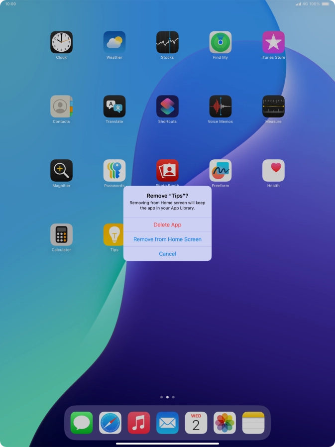 Press Delete App.