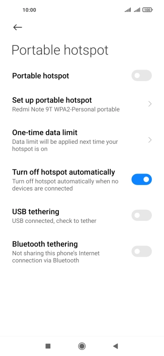 Press Set up portable hotspot.