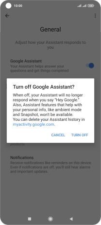 If you turn off the function, press TURN OFF.