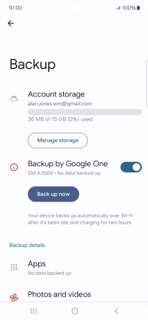 Press Back up now and wait while the phone memory is backed up.