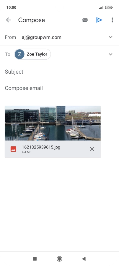 Press Subject and write the subject of your email message.