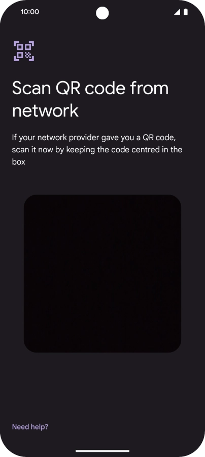 Place the QR code you've received inside the phone camera frame to scan the code. Your eSIM is transferred to your new phone over the internet.