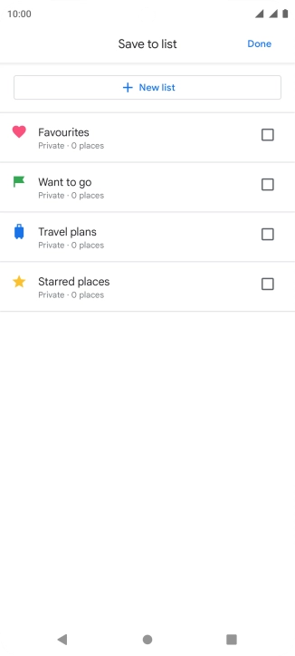 If you select New list, follow the instructions on the screen to create a new list.