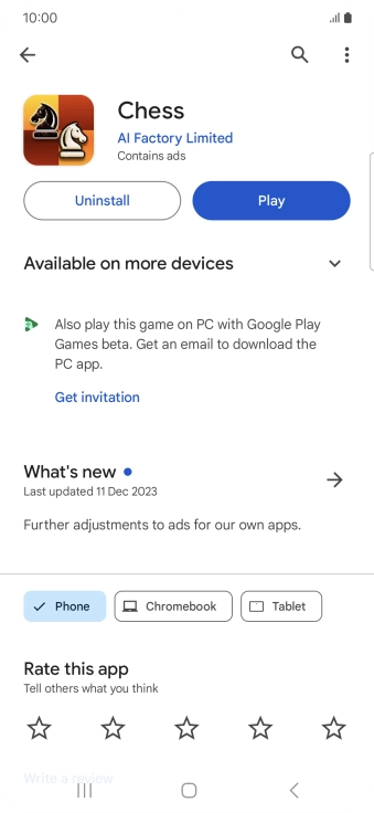 Press Uninstall.
