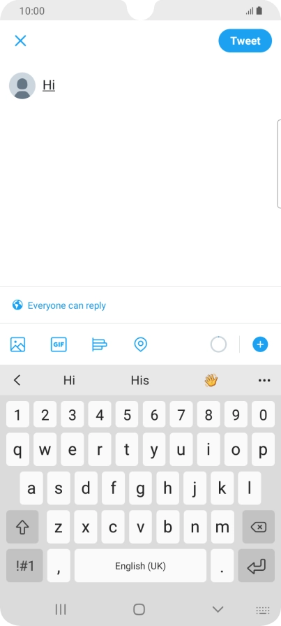 Write the required text and press Tweet.