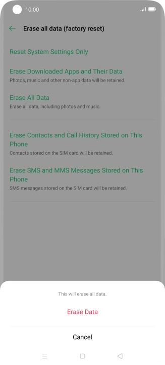 Press Erase Data.