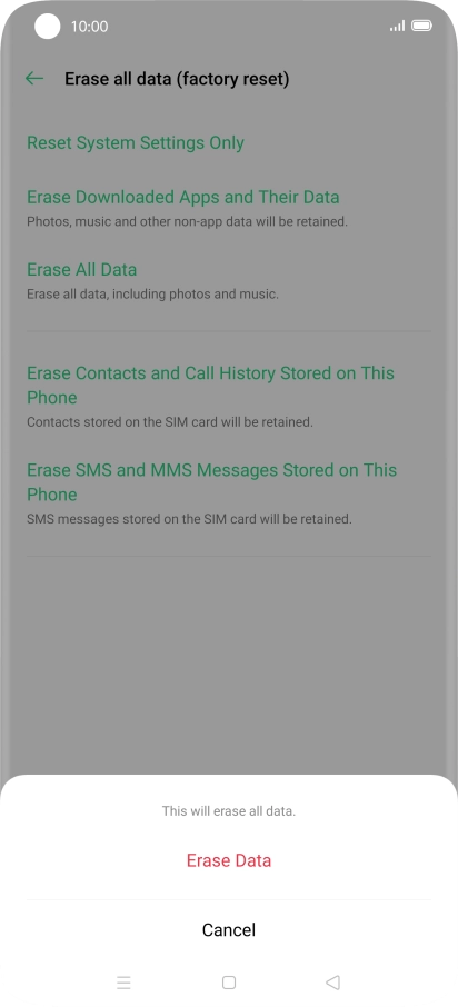 Press Erase Data.
