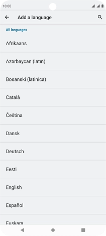 Press the required language to add it to the list of phone languages.