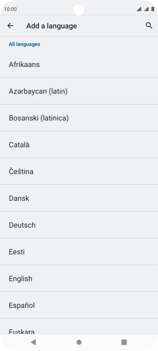 Press the required language to add it to the list of phone languages.