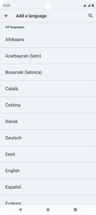 Press the required language to add it to the list of phone languages.