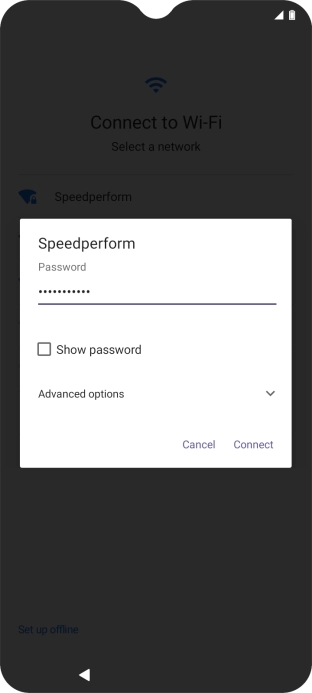 Key in the password for the Wi-Fi network and press Connect.