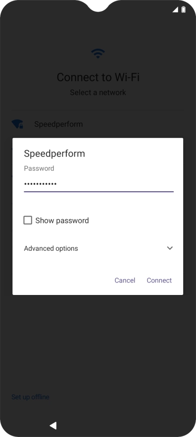 Key in the password for the Wi-Fi network and press Connect.