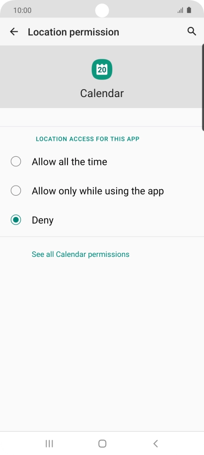 Press the required setting.