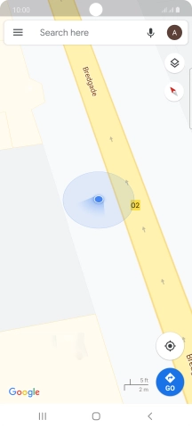 Press the search field and key in the required destination.