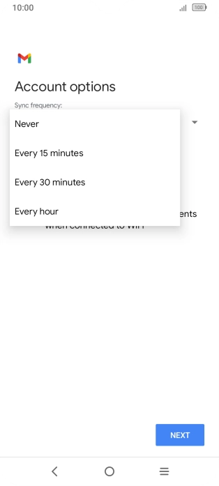 Press the required setting.