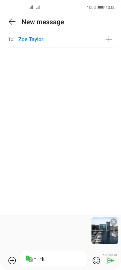 Press the send icon when you've finished your picture message.