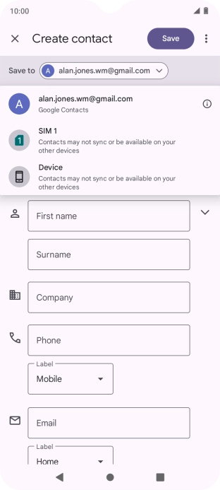Press the required Google account.