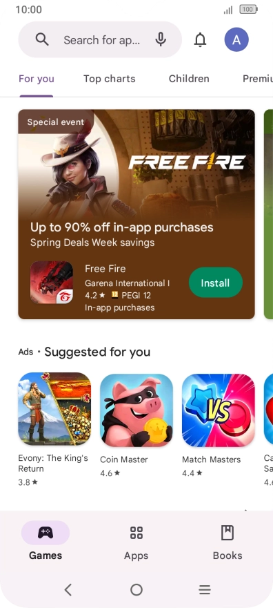 Press the search field.