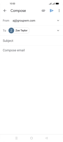 Press Subject and key in the subject for the email message.
