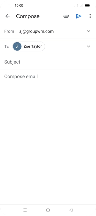 Press Subject and key in the subject for the email message.
