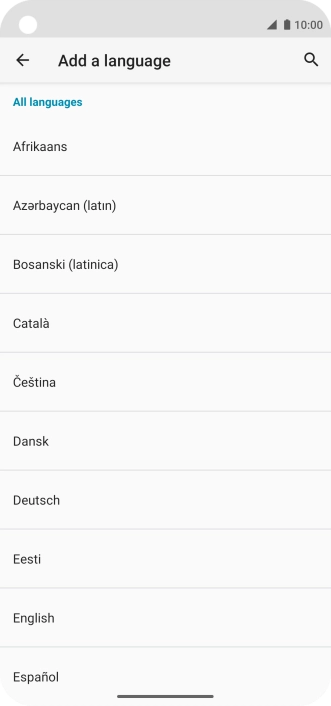 Press the required language to add it to the list of phone languages.