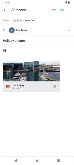 Press the send icon when you've finished your email message.