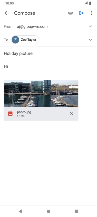 Press the send icon when you've finished your email message.