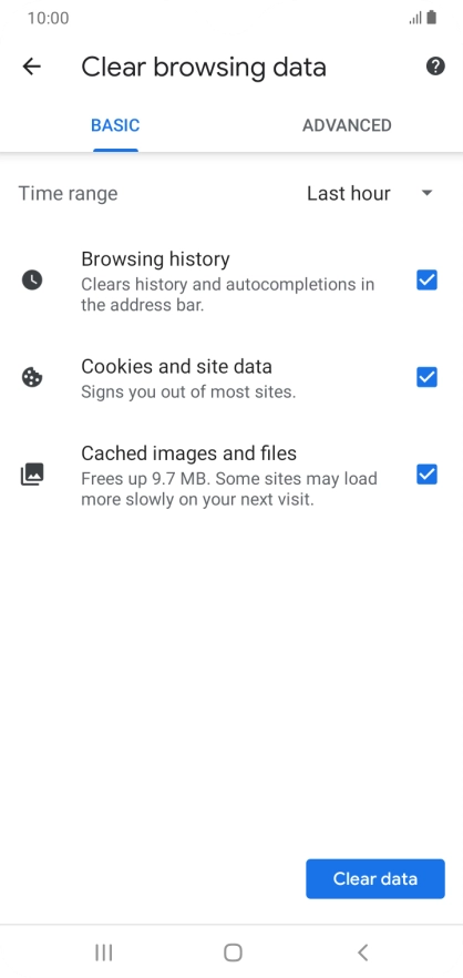 Press the fields next to the required data types.