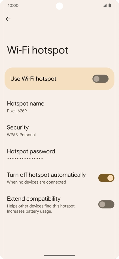 Press Hotspot password and key in the required password.