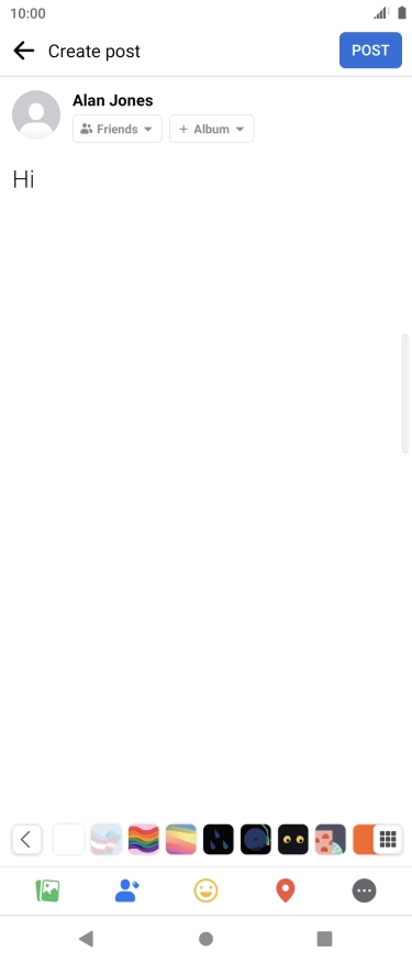 Write the required text and press POST.
