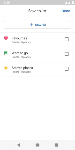 If you select New list, follow the instructions on the screen to create a new list.