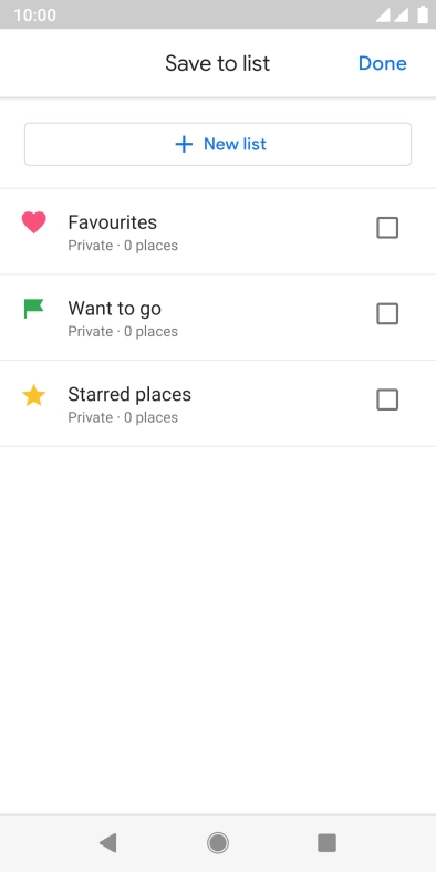 If you select New list, follow the instructions on the screen to create a new list.