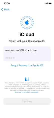 Press Required and key in the password for your Apple ID.