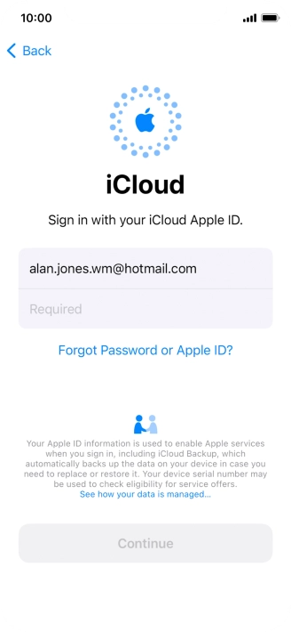 Press Required and key in the password for your Apple ID.