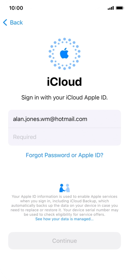 Press Required and key in the password for your Apple ID.