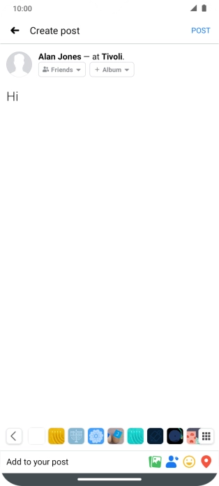Write the required text and press POST.